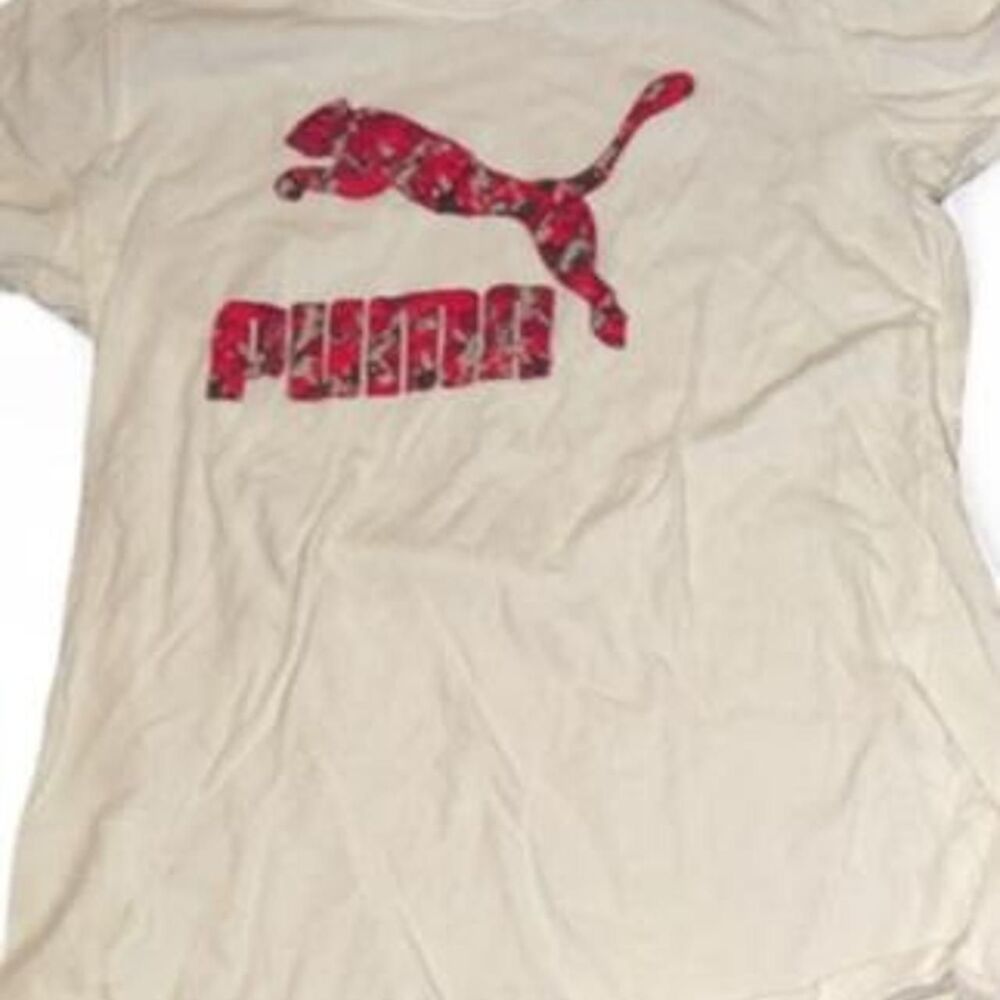 Puma Women's White and Cream T-shirt